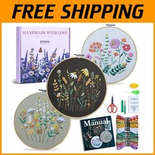 Beginner's Flower Embroidery Kit - 3 Pack