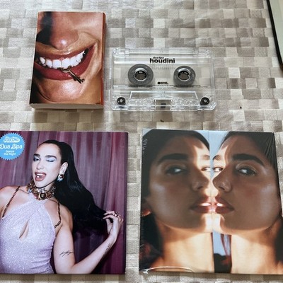 Dua Lipa x 3 Houdini (2023) cassette and sealed cd single and dance the night cd