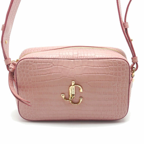 JIMMY CHOO Logo Crocodile Embossed Shoulder Bag [Appraised Item]