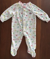 Vintage Izod Lacoste Terrycloth Infant Sleeper Footed White Pink Green 3M  