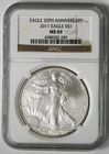 2011 American Silver Eagle - NGC MS69 - 25th Anniversary - Brown Label !!