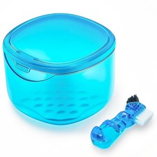 Denture Bath Case Denture Soaking Container with Lid Leak Proof, False Teeth ...