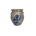 2006 Red Wing Pottery Salt Glaze Blue Cobalt Gray Crock w/ Handles 7.5" Tall