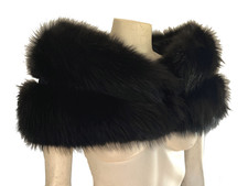 Black FOX Fur Stole, Real Vintage Bridal Cape Shawl, Winter Wedding Gift