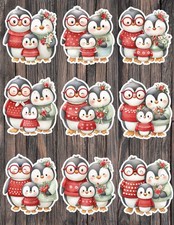 Christmas Penguins Die Cut Vinyl Stickers Set Scrapbooking Laptop Waterbottle