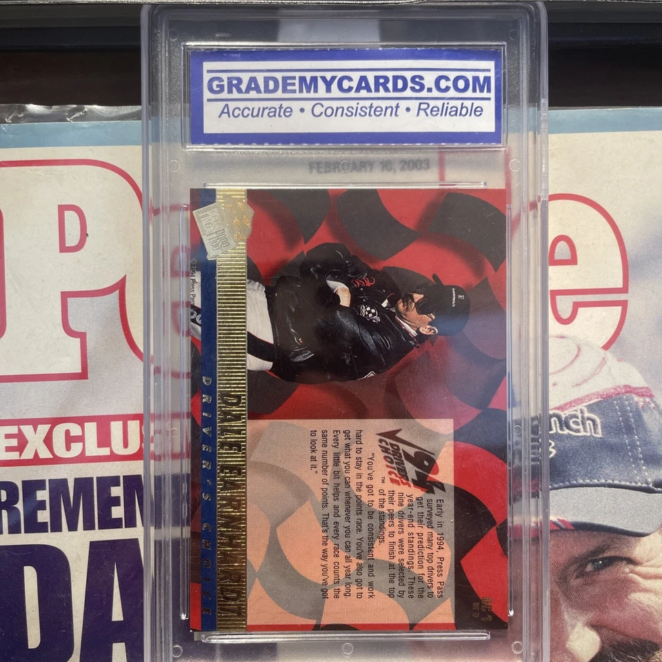 DALE EARNHARDT 1994 PRESS PASS VIP "DRIVER'S CHOICE" #1 of 9 NASCAR INSERT - Image 2 of 2