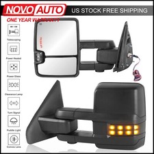 Balck Power Heated Tow Mirrors Amber Run Light For 2002-2008 Dodge Ram 1500 2500