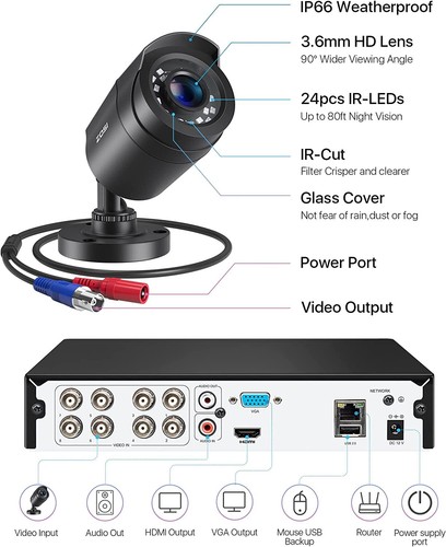 ZOSI 8CH 5MP Lite DVR 2MP Außen Überwachungskamera Set CCTV Kamera IR Nachtsicht - Bild 12 von 55