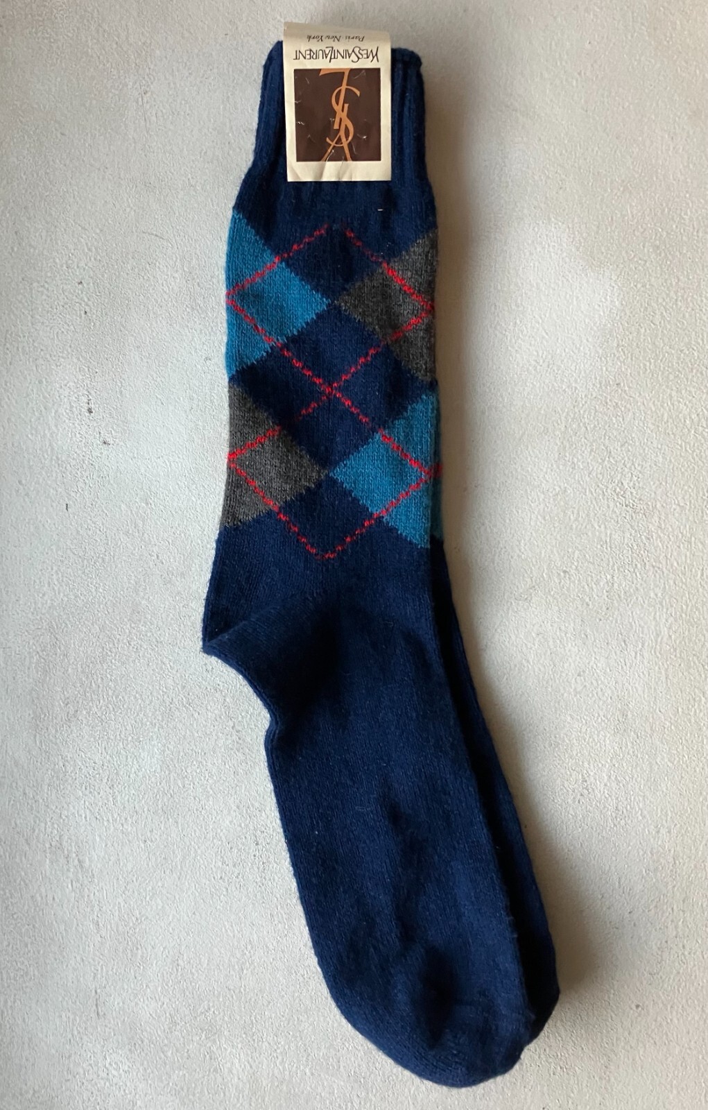 Calze vintage YSL Yves Saint Laurent blu argilla taglia 10 13