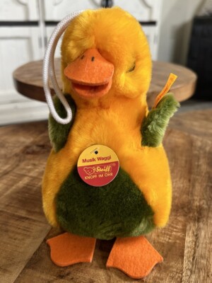 Vtg Stieff Musik Waggi Musical Plush Duck Pull String New With Tags Baby Germany
