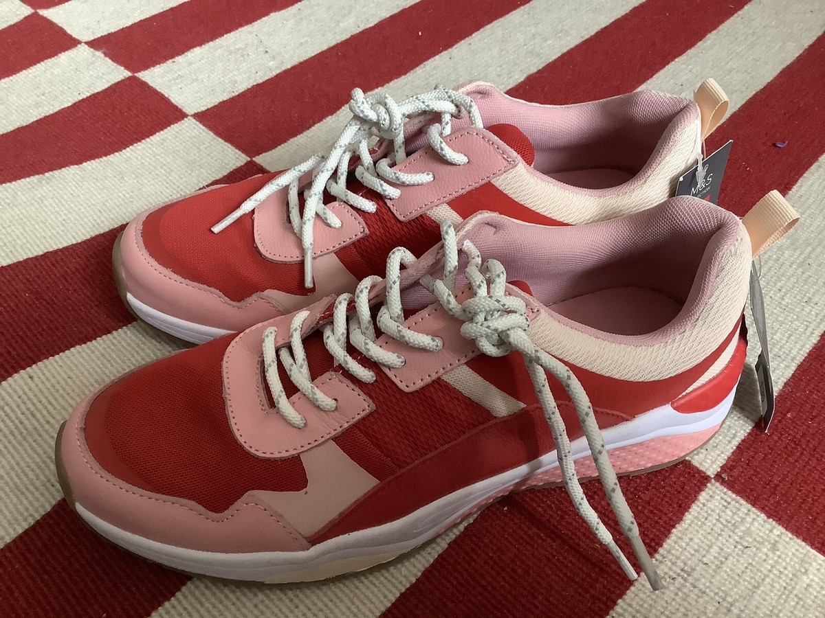 M&S Red/ Pink Colourful Trainers UK7 NEW
