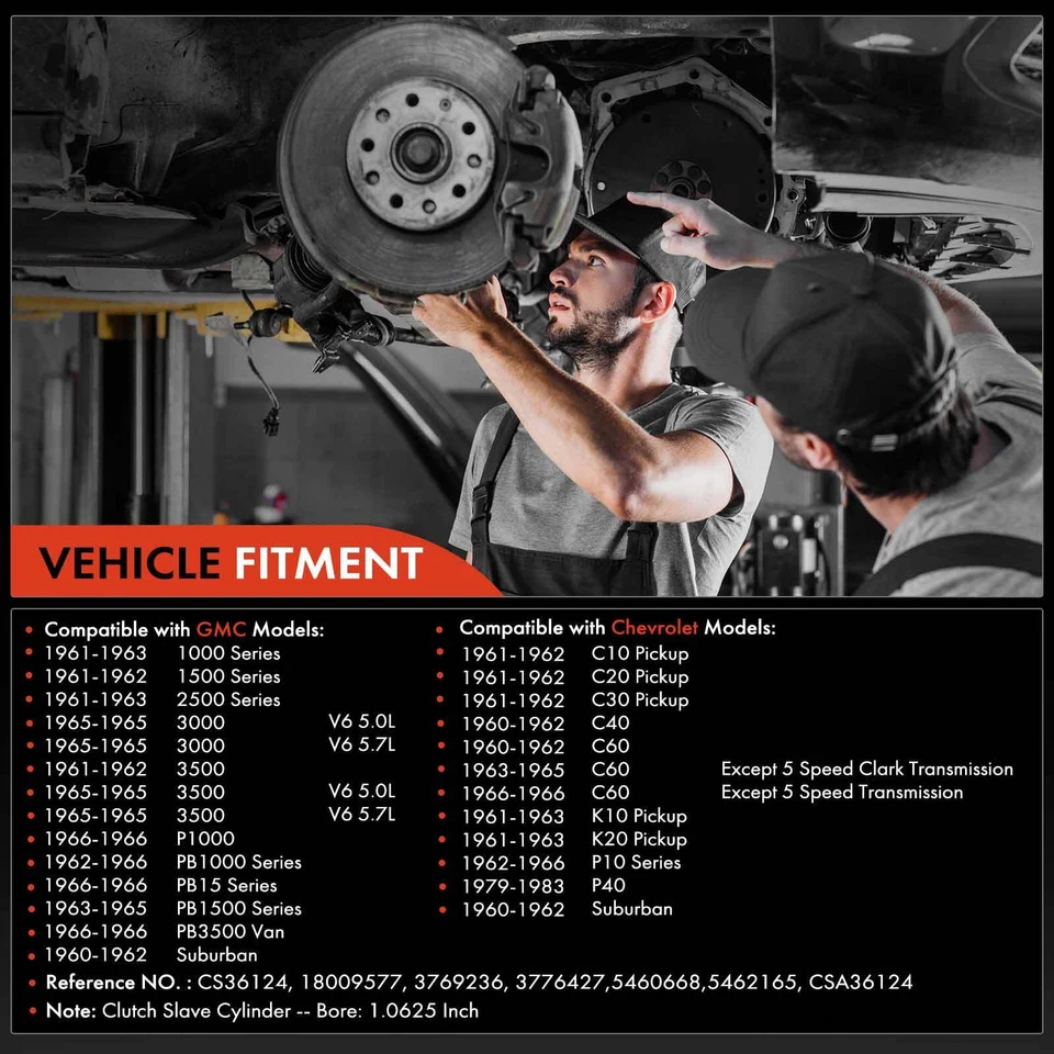 Cilindro esclavo de embrague para camioneta Chevrolet C10 C20 1961-1962 GMC Suburban Foto 2 de 4