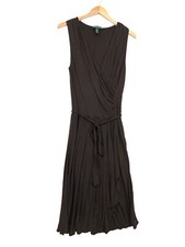 Lauren Ralph Lauren Faux Wrap Dress Womens M Brown Jersey Knit Career Casual
