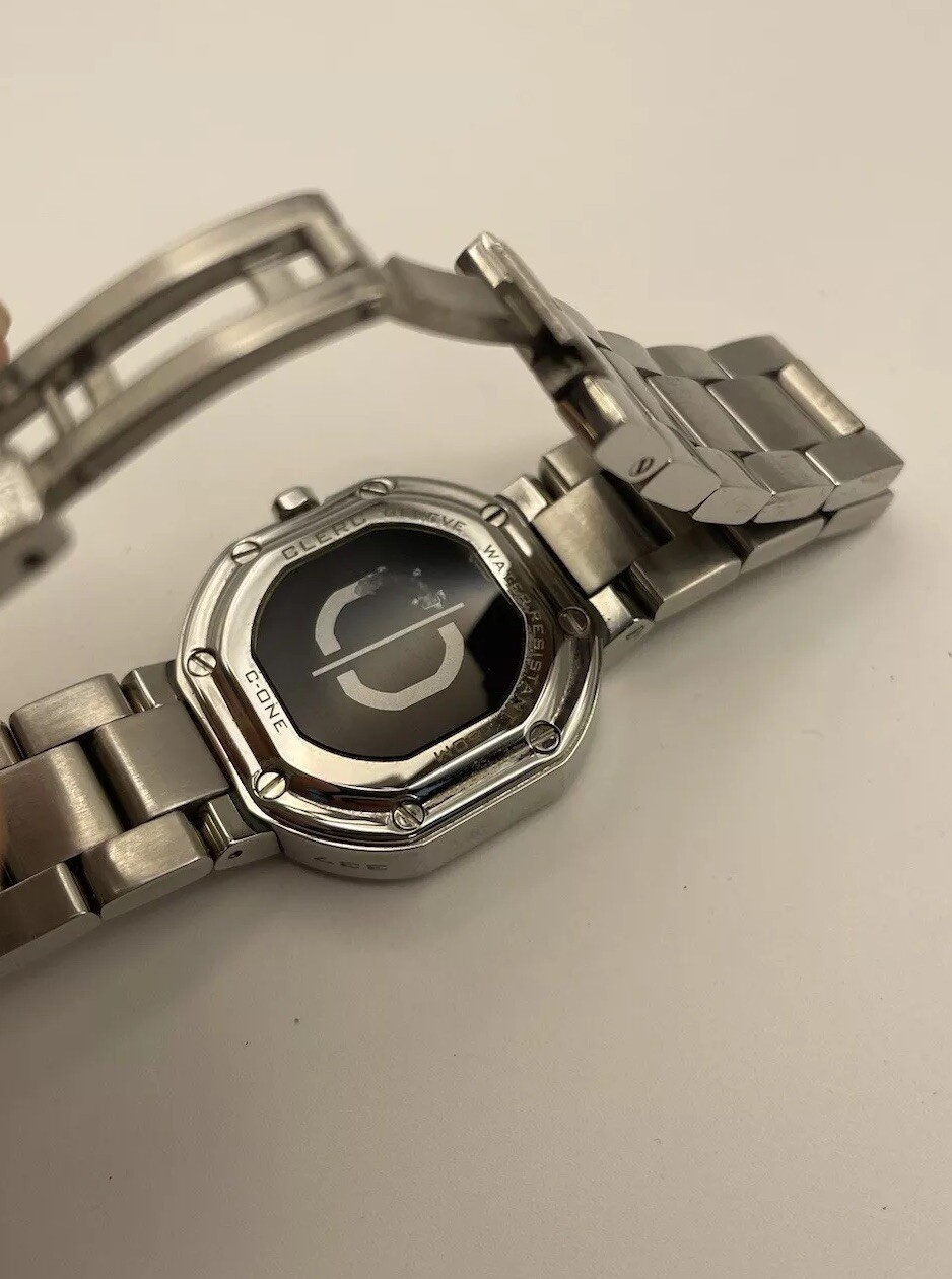 Clerc C-One Swiss Geneve Octagon Blue Mother of Pearl Case Steel Wristwatch