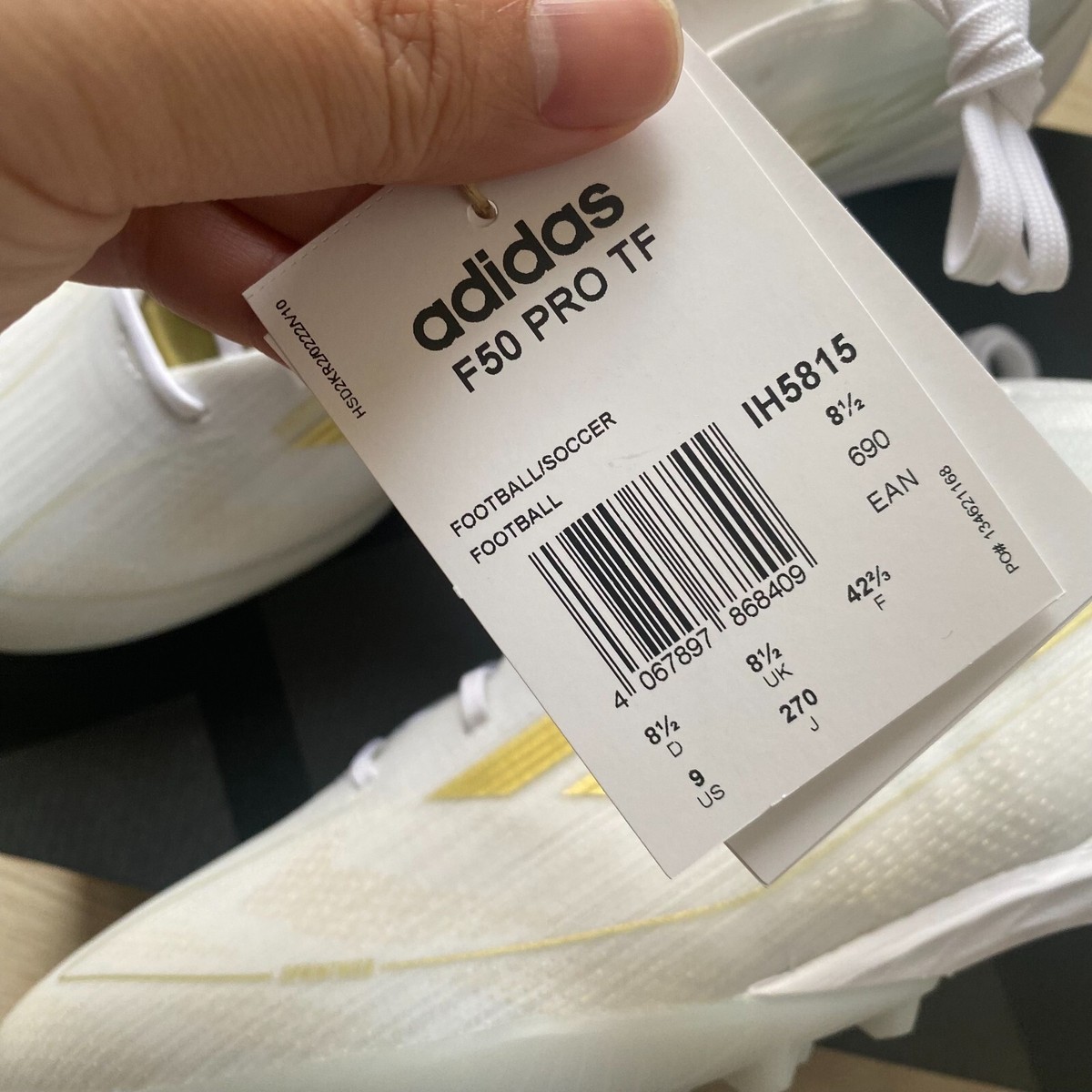 adidas F50 PRO TF Mens Turf Soccer Shoes White Gold Matte