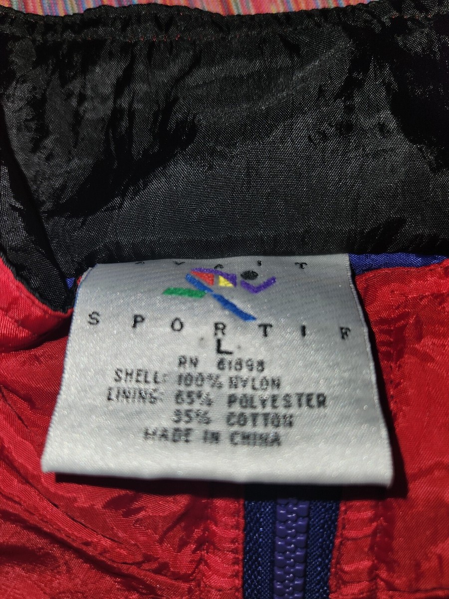 smile VTG 80's Avait Sportif Track Windbreaker Full Zip Size L Red,Blue