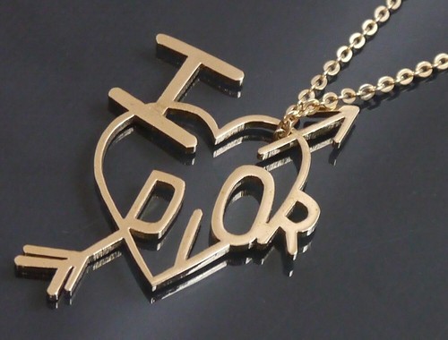 Authentic Christian Dior Necklace logo Vintage Arrow Heart Metallic #1654 - Picture 3 of 8