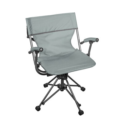Zenithen Portable Lawn Swivel Camping Chair w/ Arms, Smoke Gray