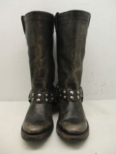 Corral Vintage Distressed Black Harness Motorcycle Womens Boots Size 6 M - Picture 1 of 11