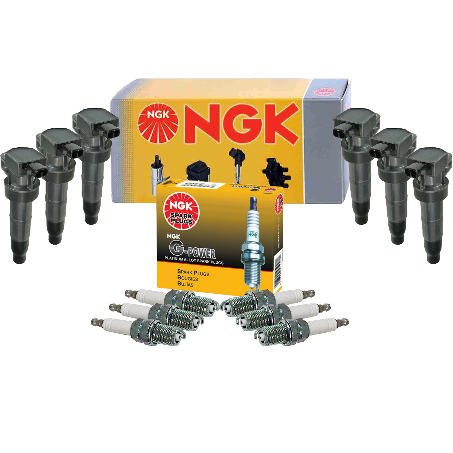 NGK 6 Ignition Coils  6 G-Power Platinum Spark Plugs Kit For Hyundai Kia 3.3 V6