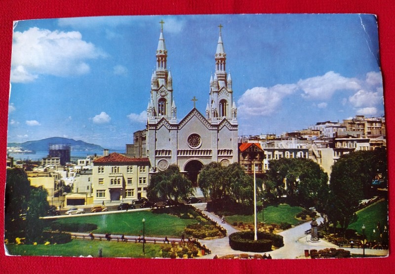 1953 St. Peter and Paul's Church San Francisco CA Postcard Posted GW &JA stamps