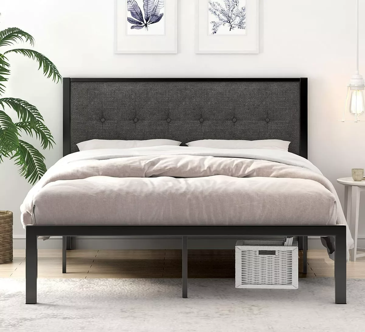 Dark gray sale upholstered headboard