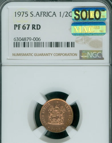 1975 SOUTH AFRICA 1/2 CENT NGC PF67 RD MAC SOLO FINEST & MAC SPOTLESS RARE .