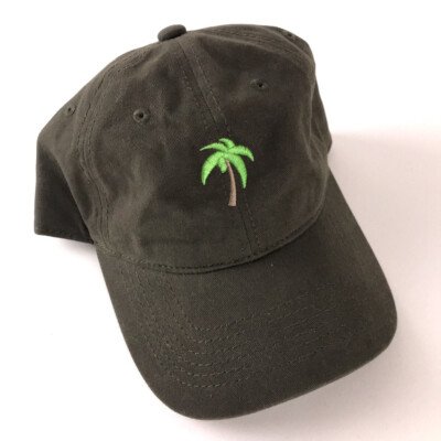 Palm Tree icon on dark green hat with hook loop