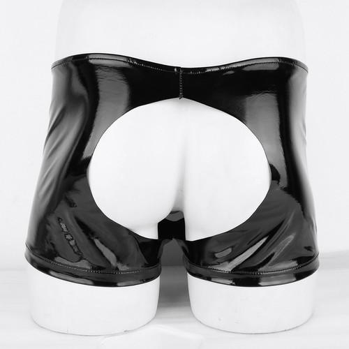 UK Mens Wetlook Latex Leather Boxer Shorts Open Penis Hole Briefs Underwear - Picture 13 of 45