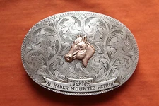 Vtg Vogt Sterling Silver 10K Gold Hand Made Horse Head Western Belt Buckle 