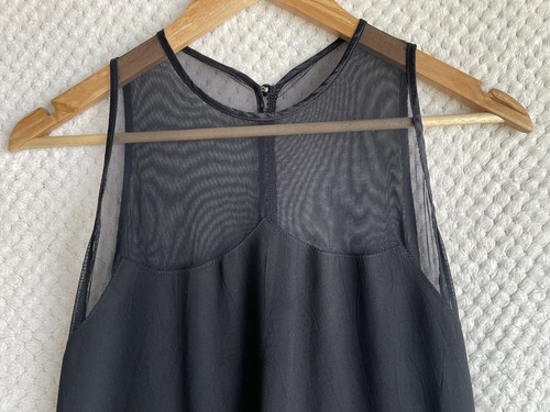 Vintage 90s Lisa Ho Womens Black Sheer Dress 12 Cocktail Buttons Rare - Picture 3 of 11