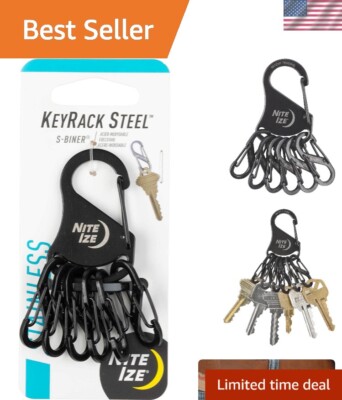 Versatile Nite Ize Black Key Organizer with Carabiner Clip & Mini S-Biners