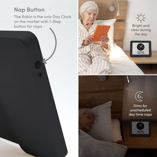 Robin Best Digital Clock Desk Custom Alarms Day Wall Memory Dementia Black NEW - Picture 7 of 7