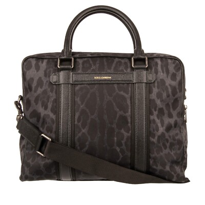 バッグ D&G Miss Lexington Leopard Lined Bag Dolce & Gabbana Leopard Nylon Bag Briefcase with Logo Black