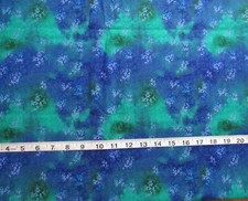 1 yd 100 Cotton Fabric Keepsake Calico, Blue Green with Leafy Vines