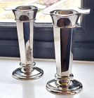 Antique Silver Plate Vases (Pair ) By Elkington - 7" Date Code 1914.