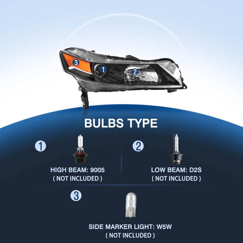 Par de montaje de faros negros de xenón HID para sedán Acura TL 09-14 2009-2014 Foto 4 de 4