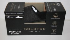 Gold Toe Men's Slippers Memory Foam Open-Toe Black Size Medium 8-9