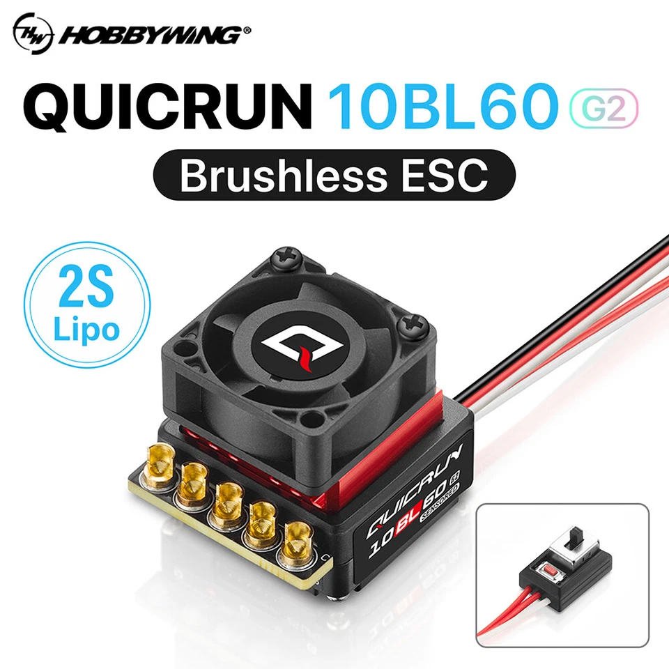 HOBBWING QUICRUN 10BL60 Sensored G2 60A Brushless ESC Buit-in BEC 6V/7.4V 2S - Image 2 of 4
