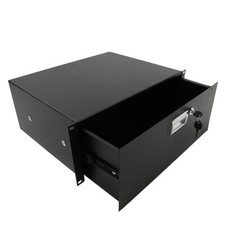 19" 4U Steel Plate DJ Drawer Equipment Cabinet with Keys Black