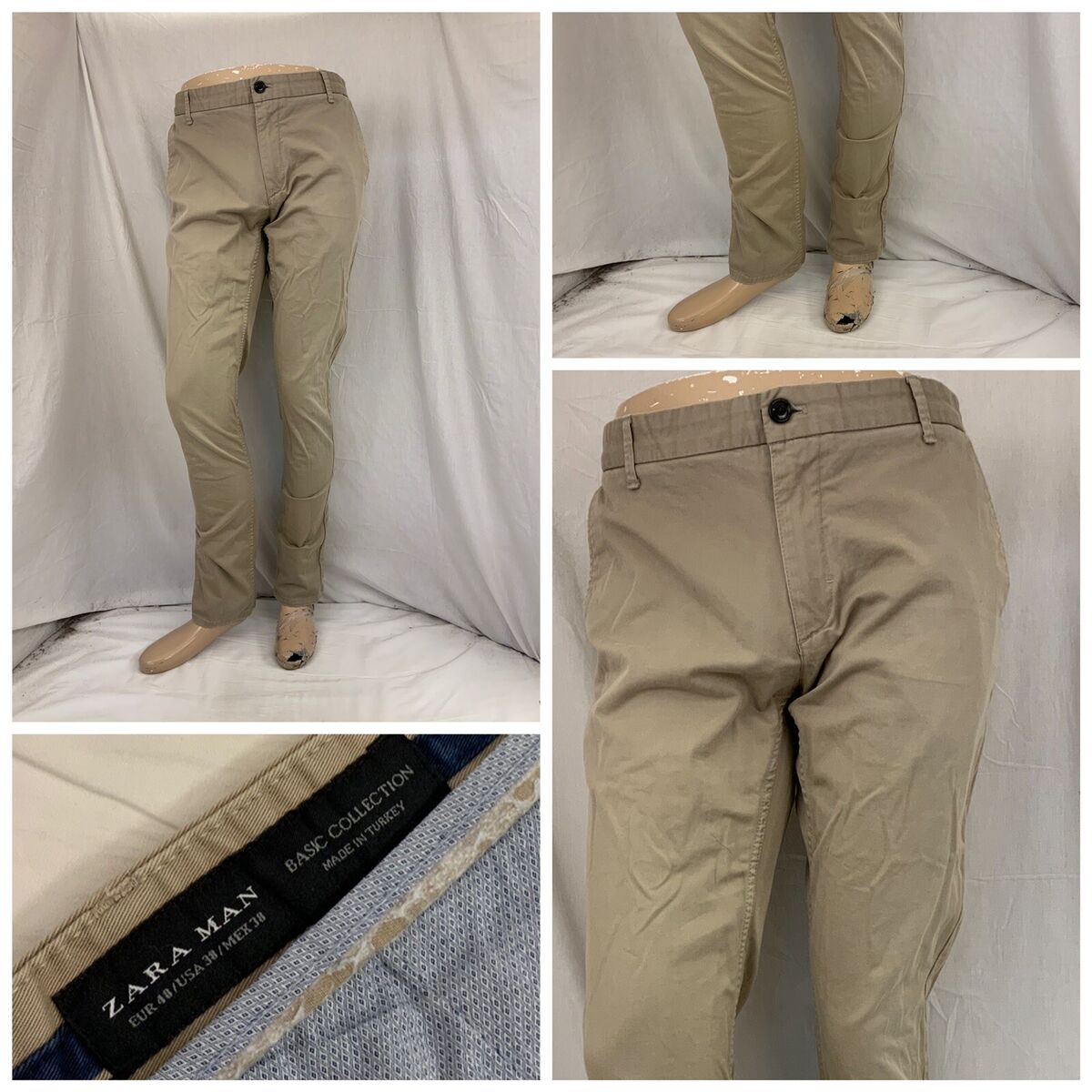 Zara Man Pants 38x33 Tan Flat Front Slim Fit Khakis Made Zara Man Pants 38x33 Tan Flat Front Slim Fit Khakis Made