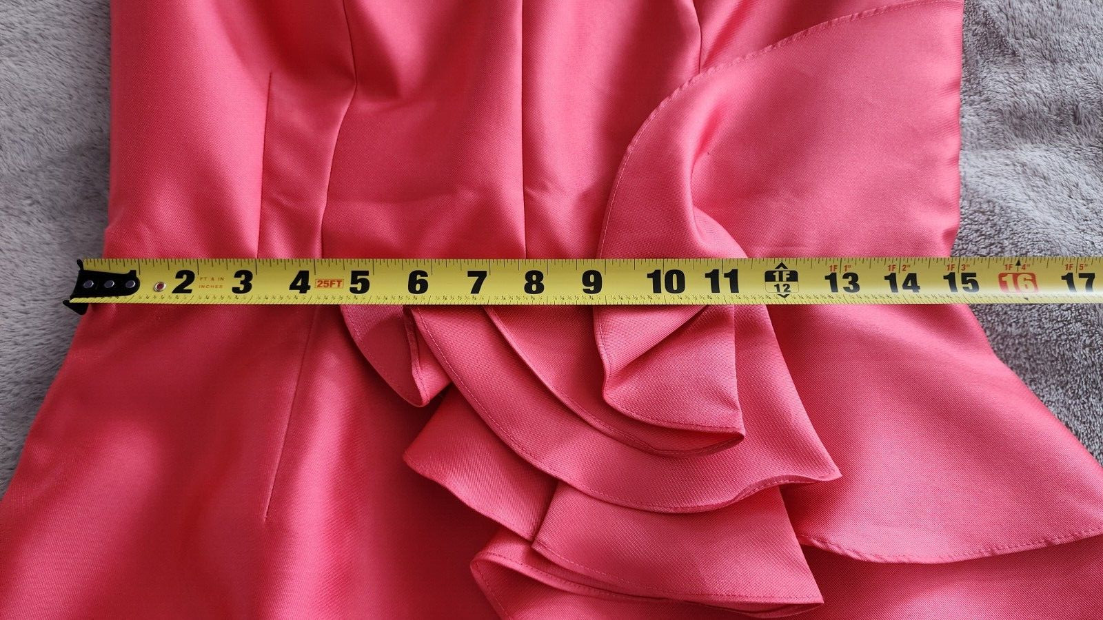 Carmen Marc Valvo Solid Orange Ruffled Dress Gown… - image 13