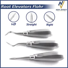 Dental Flohar Root Elevators set of 3 Pcs Oral Surgery PDL Picker Tools Margalla