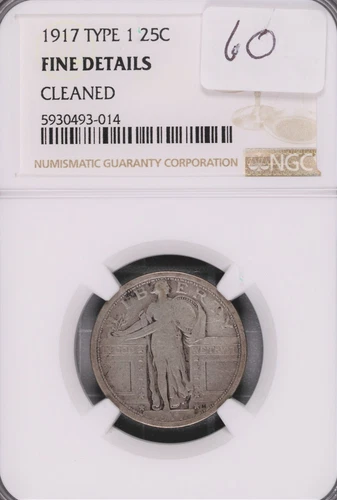1917 Standing Liberty Silver Quarter Type 1 - NGC Fine Details (Cleaned) #014
