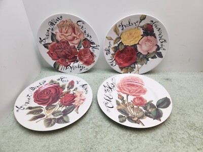 Roses For America - Set Of 4 Dessert Plates  In Box MADE IN ITALY