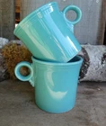 Fiestaware Ring Handle Mugs Set of 2 Fiesta Turquoise Homer Laughlin Coffee Cup