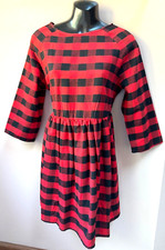 SheIn Red Black Plaid Lady Cotton Holiday Dress Sz M