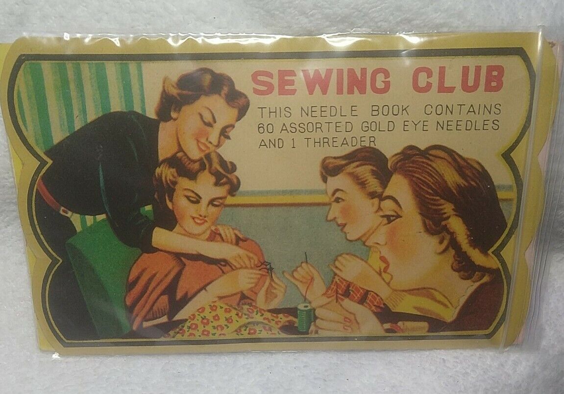 Vintage Sewing Circle Needle Book 60 Needles, Threader Original Paper Sleeve 