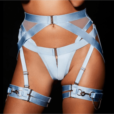 NWT Honey Birdette Kukuro Baby Blue Garter Harness - S