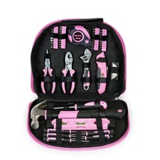 236PC Pink Tool Set Household Tool Kit Hammer Level Plier Wrenches Knife w/Pouch